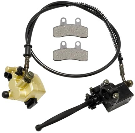 Hoypeyfiy Front Disc Brake Master Cylinder Caliper Assembly With Brake Pads, Replacement for 50cc 70cc 90cc 110cc 125cc 150cc Dirt Bike Pit Bike