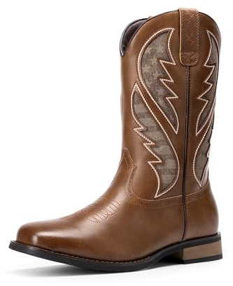 Bruno Marc Men's Western Cowboy Boots,Size 8,Brown,BMUMMB2501