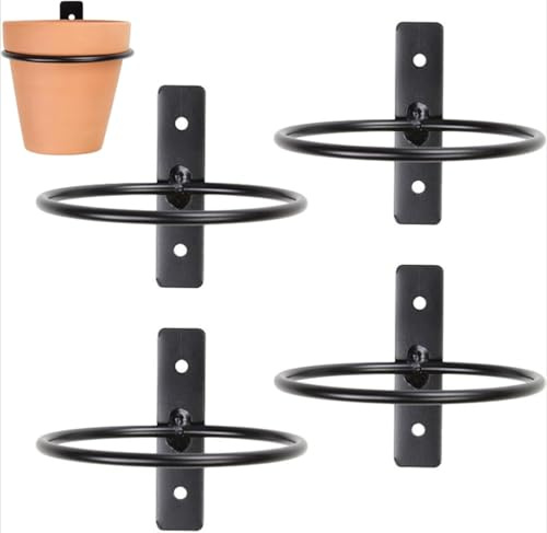 Daaxing Confezione da 4 supporti per vasi da parete da 10,2/15/15/20,3 cm, in metallo, per casa, giardino, balcone, cortile (20 cm)