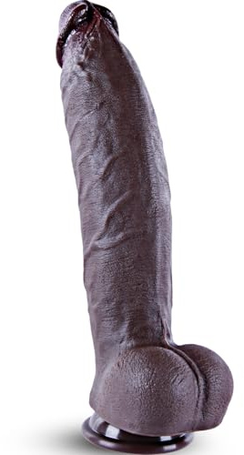 Dildo gigante nero realistico da 6,2 cm di diametro, dildo con ventosa in silicone spesso e oversize da 31 cm, sensazione realistica, plug anale prostatico curvo e allungato per appassionati esperti