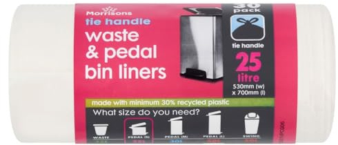 Morrisons Tie Handle Waste & Pedal Bin Liners 25l 30pk