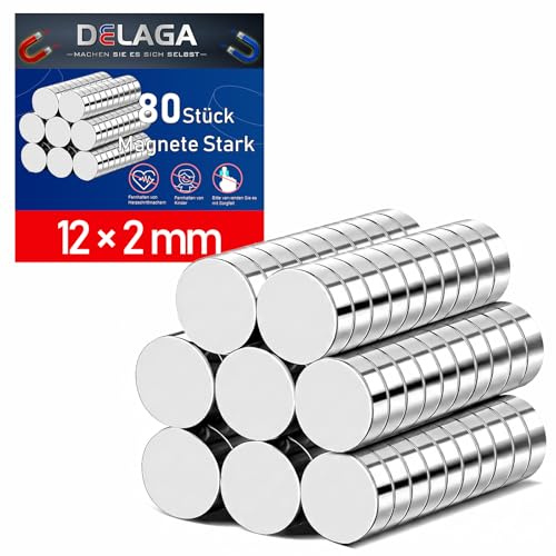 Lot de 80 aimants puissants, mini aimants 12 x 2 mm