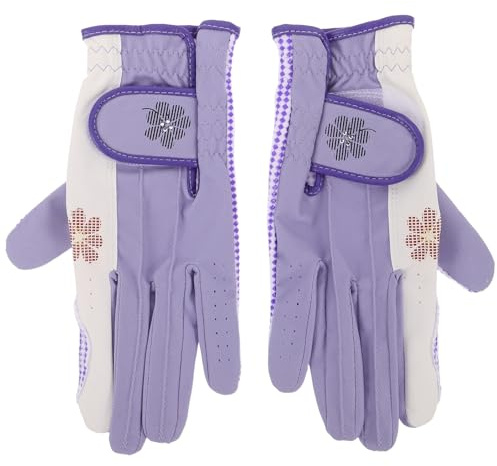 BIUDECO Guanti da Golf da Donna Antiscivolo Traspiranti per Entrambe le Mani Taglia 20 Viola Protezione Mani Flessibili per Sport All’aperto Golf
