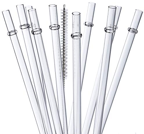 ALINK 10,5 in Tritan Hartplastik klar Strohhalme, lange wiederverwendbare klare Ersatz Tumbler Trinkhalme für 16 oz 20 oz 30 oz Stanley, YETI, Starbucks, Mason Jars, Satz von 10 mit Pinsel
