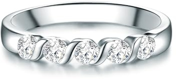Trilani Damen Memoirering 925/- Sterling Silber Zirkonia im Brilliantschliff Beisteckring Vorsteckring Brautschmuck Verlobungsring Partnerring