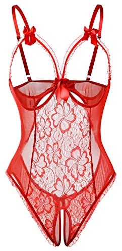 Voqeen Kvinnor Sexiga Underkläder Erotisk Bodysuit Spets Underkläder Exotiska Träningsoverall Öppen Ring Babydoll Underkläder Outfit Perspektiv Pyjamas Bekväm Sovkläder Kostym