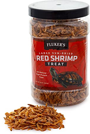 Fluker's All Natural Large Sun-Dried Red Shrimp, High Protein Treats, Aquatic Turtle Food, Great for Aquatic Frogs, Tegus, Monitors, and Tropical Fish, 10 oz