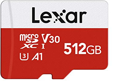 Lexar Micro SD Karte 512GB, Speicherkarte Micro SD mit Adapter, Bis zu 100 MB/s Lesegeschwindigkeit, UHS-I, U3, A1, V30, C10, 4K UHD microsdxc SD Karte für Kamera, Smartphone