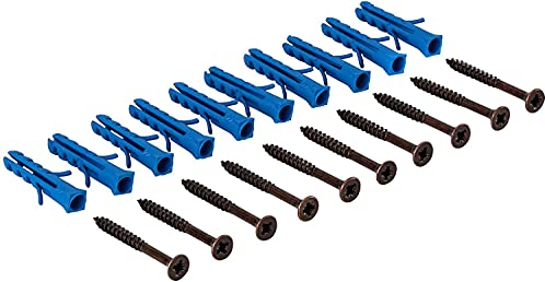 Gedotec Schrauben-Set für gelochte & gebohrte Übergangsprofile und Abschlussprofil aus Aluminium | Schrauben mit Dübel für Boden-Montage | Stahl Bronze | 1 Set - Befestigungsmaterial zum Schrauben