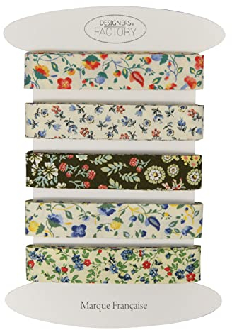 Set von 4 bedrucktes Baumwoll schrägband - Mehrere Farben erhältlich - Set von sehr guter Qualität - 2 Meter pro Farbe - 100% Baumwolle. (Set J)