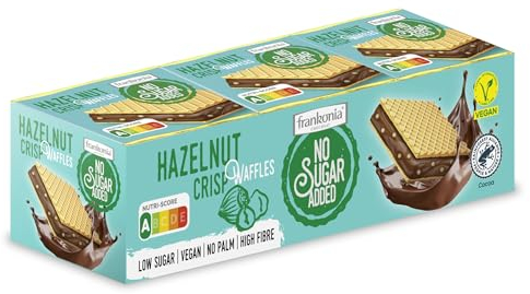 frankonia CHOCOLAT NO SUGAR ADDED Hazelnut Crisp Waffles, 9 Stück, braun