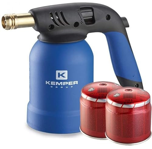 Lampada Per Saldare Tornado Accensione Piezo Con Cartucce Gas 190 Gr. Kit Pronto All'Uso (Saldatore + 2 Cartucce)