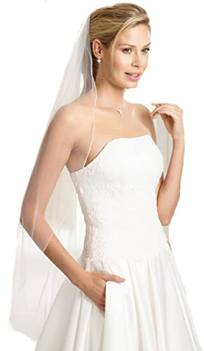 Bianco Evento Schleier aus Softtüll in Ivory 1 Lage mit Kurbelkante 110 cm