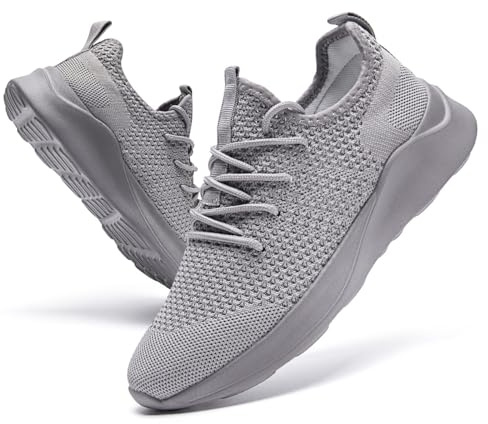 DLWKIPV Mens Trainers Slip On Sneakers Breathable Cushioned Dark Gray 9.5