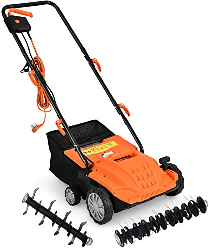 RELAX4LIFE Scarificateur Aérateur Électrique 1500W jusqu'à 300m² avec Bac de Ramassage 30L, Profondeur&Hauteur Réglable,Verrou de sécurité pour Gazon Sol (Orange, Watts, 30L-1500)