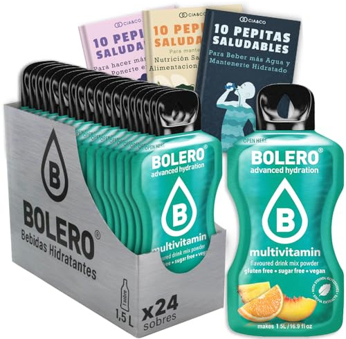 24 x Bebida Bolero MULTIVITAMINAS Hidratante Sin Azucar (24x9 grs) + 30 Pepitas Saludables para una vida más sana by Cia&Co