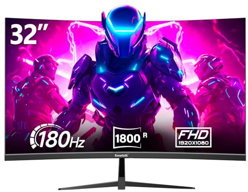 Gawfolk 32 Zoll Curved Gaming Monitor 180HZ / 165Hz / 144hz PC Bildschirm Full HD 1080P, Rahmenloses 1800R Gebogenes Computerbildschirm mit FreeSync und Eye Care Technologie, unterstützt VESA