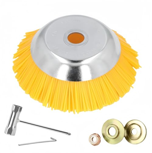 LADAMI Unkrautbürste Wildkrautbürste 200 mm x 25,4 mm, Nylon-Borsten, Nylonbürste,für Rasentrimmer, Motorsense,für Unkraut Moosentfernung