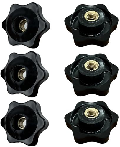 NECXON M6 Clamping Nuts, 6Pcs Star Clamping Nuts Knob Grip Screw Plastic Star Nuts Handle Wing Nuts for Machines Systems Fitness Equipment Furniture Machine Tools