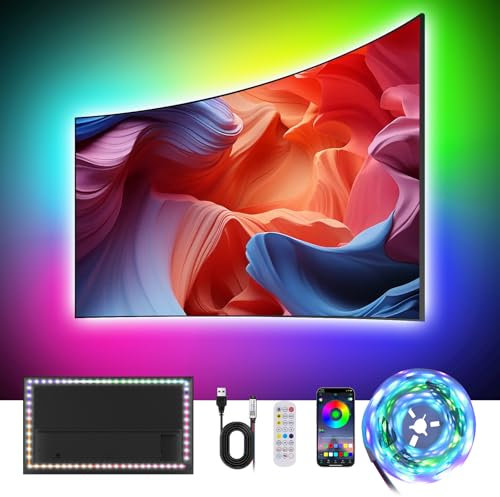 Liwqolx RGBIC Tira LED 5M, para Retroiluminación de TV de 65-75 Pulgadas, con Aplicación y Control Remoto, LED IC incorporado con 213 Persecución Modos y 16 Millones de Colores