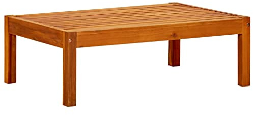 HaoChrymec Gartentisch aus Massivholz Akazie, Geöltes Holz, Outdoor Beistelltisch, Wetterfest, Balkon Tisch, Loungetisch für Garten, 85x57x29 cm