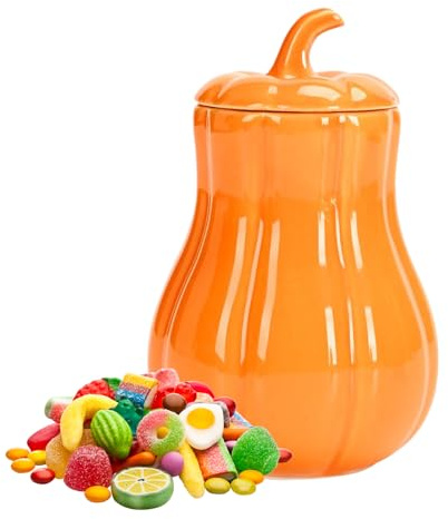 ETUCYNG Contenedor de almacenamiento de calabaza de cerámica | Tarro decorativo de galletas - Recipiente de cerámica hermético para especias té cocina hogar decoración coleccionista