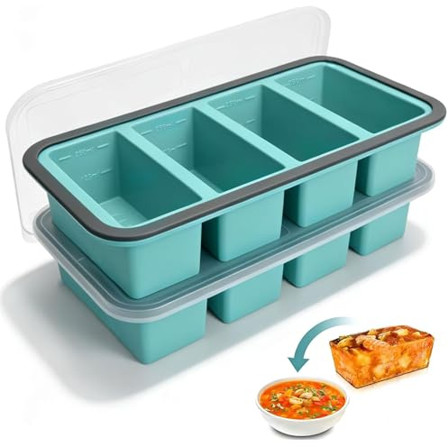 YuLiMirich 2 contenitori per congelatore in silicone con coperchio, per alimenti, contenitori di congelamento extra grandi per zuppe, brodo salsa cubetti di ghiaccio