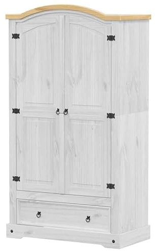 Eleganz Armadio in legno di pino massiccio con finitura in cera di miele – Bianco 102 x 52 x 186 cm – Stoccaggio stabile ed ecologico per camera da letto