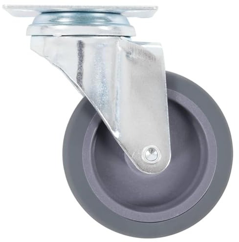Augerlite 8 stycken Svängbara hjul 75 mm TPR-gummi med zinkbeläggning, 45 kg bärkraft, 65 x 65 mm platta, för transportvagnar, lastbilar, verkstad, lager, industri, logistik, flyttning, paket