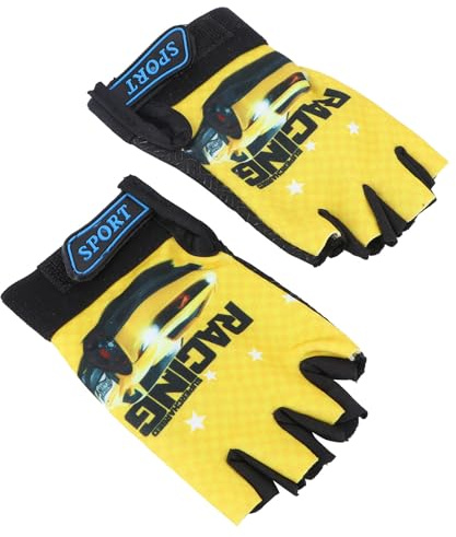 JUMPLAWN Guantes de Ciclismo Diseño Estampado de Coche Niñas de Medio Dedo, Resistentes al Agua Desgaste Ideales para Montar en Bicicleta y Canoa