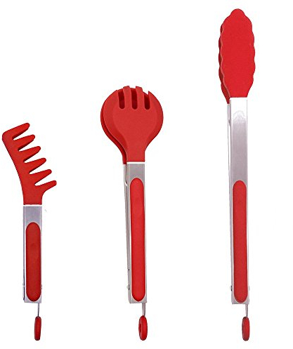 CNYMANY Set di 3 Acciaio Inossidabile Pinze Alimentari con Punte in Silicone, 21 26 35 cm Robusto Anti-Aderente Morsetto Clip per Cucina BBQ Cucinando Grigliate Buffet Tagliatelle Insalata Bistecca