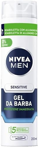 NIVEA MEN Sensitive Gel da Barba 3 x 200 ml, Gel viso per rasatura con Estratto di Camomilla e Vitamina E, Shaving cream per il viso che ammorbidisce e protegge la barba
