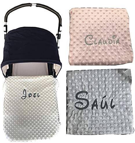 mibebestore Manta Bebe Personalizada Nombre Bordado Terciopelo Suave 80x110 para Cuna Cochecito Capazo Multiusos Facil Lavado Regalo Baby Shower Bautizo Recien Nacido Abrigo