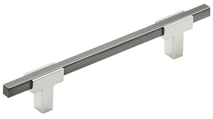 Amerock | Cabinet Pull | Polished Chrome/Black Chrome | 5-1/16 inch (128 mm) Center to Center | Urbanite | 1 Pack | Drawer Pull | Drawer Handle | Cabinet Hardware