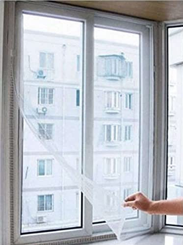 BricoShopping® Mosquito Net Curtain Mosquito Net Adhesive Mosquette Version 2 Veil With Universal Adjustable Tear For Door Window Balcony Camper Anti Insect Mosquitoes Diy (130x150cm, White)