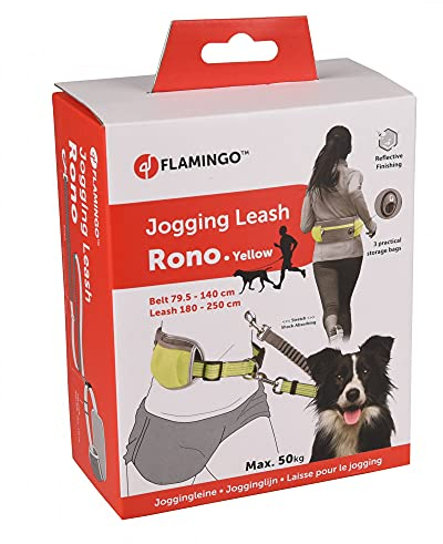 JOGGINGLEINE + TAILLENGURT RONO GELB Leine 155-250CM / Gurt 79,5-140CM
