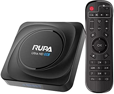 RUPA Android TV Box, Smart TV Box Android 11.0 4GB RAM 32GB ROM RK3566 Quad Core Cortex-A53 CPU Support 2.4G/5.8G WiFi BT 4.0 USB 3.0 1000M Ethernet 3D 8K 6K 4K HD Android Box