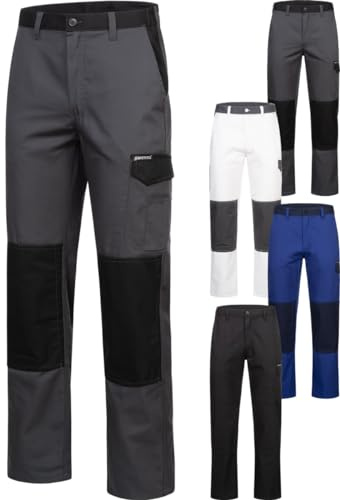 Safetytex Twill Arbeitshose - Bundhose strapazierfähig - viele Taschen - Twillhose lang - Malerhose - Cargo-Hose mit Knietaschen - Grau/Schwarz - Gr. 62
