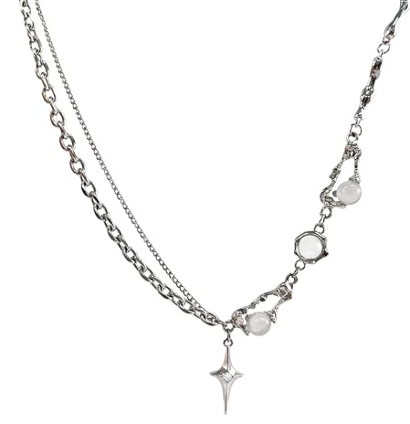 Buyongwant Y2k Irregular Necklace Star Pendant Moonlight Stone Fashion Collar Chain Design Spicy Silver Jewelry Women