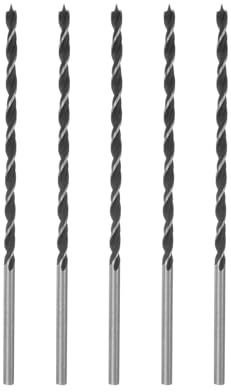 sourcing map 5pcs Brad Point Drill Bits 6mm(15/64) Dia Straight Round Shank Drill Metric Brad Point 5.1 Drilling Depth Spiral Twist Drill Bits for Carpenter Woodworking Plastic Rubber