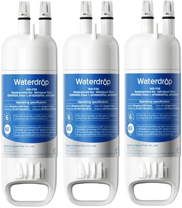 Waterdrop EDR1RXD1 Replacement for Everydrop® Filter 1, Whirlpool® W10295370A, EDR1RXD1B, P8RFWB2L, P4RFWB, WD-F38, Kenmore® 46-9081, 46-9930 Refrigerator Water Filter, 3 Pack