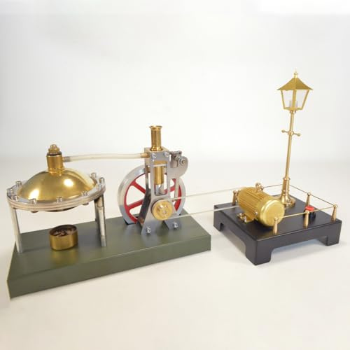 NULA Kit de modélisation de machines à vapeur en métal, avec mini générateur de vapeur rétro et scène de lampe, modèle de machine à vapeur verticale rétro, avec chaudière sphérique, jouet physique