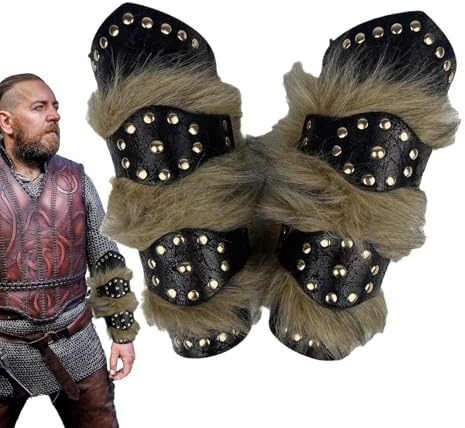 Duroecsain Protège-bras en cuir synthétique, manchettes en cuir synthétique - Attelles vintage - Accessoire de costume de chevalier de cosplay - Bracelet en cuir synthétique pour les fêtes festives,