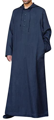 RUMAOZIA Ropa Árabe para Hombres Musulmanes Kaftan Abaya para Hombres Vestimenta Túnica Cuello Redondo Thobe Árabe Ropa de Oración Eid Ropa Islámica del Medio Oriente Ropa de Oración para Hombres