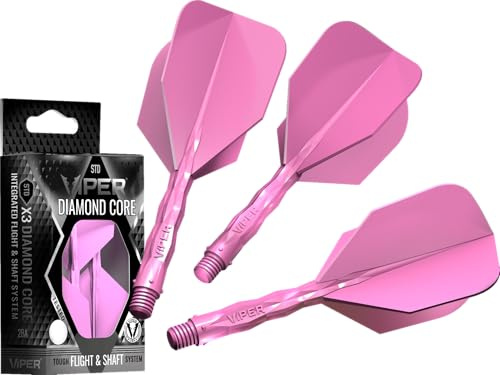 Viper Diamond Core Integrated Dart Flight & Shaft System - Precision Darting Accessory with Tough Polymers for Enhanced Performance, Set of 3, InBetween Shaft, Standard No6 Flight, Neon Pink