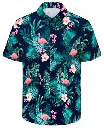 XiaoMoSha Mens Hawaiian Shirts Short Sleeve Wrinkle Free Button Down Summer Casual Shirt for Men Tropical Holiday Beach Funky Party Tops, S-3XL