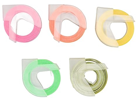Respicefinem 5 Pack Embossing Tape Replacement 9mm 3D Embossing Label Maker Tapes Self Adhesive Thermal Transfer Printer Stickers Plastic Embossing Labels for 12813 12814 1610 1540 1535 17266