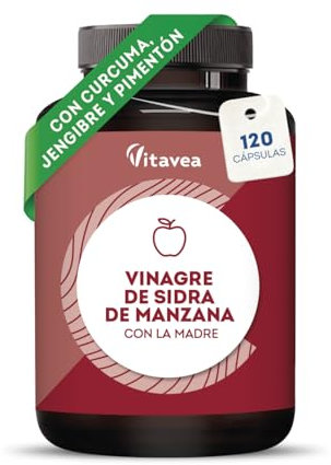 Vinaigre de Cidre Gélules 1500 mg avec la Mère - Complexe avec Piment, Gingembre et Curcuma - 120 Gélules Vegan - Fabriqué en France - Vitavea