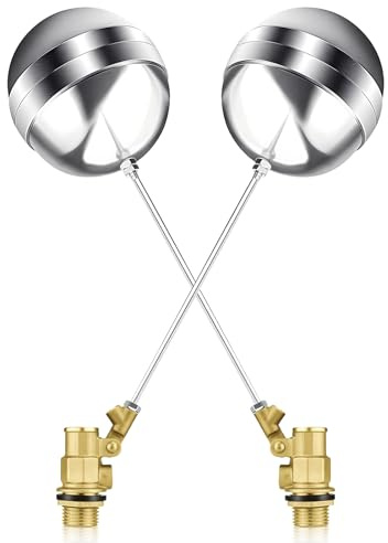 2PCS 3/4 Zoll Edelstahl-Schwimmventil für Wassertank Pool, Messing-Schwimmkugelventil DN20 Wassertank-Schwimmventil Schwimmkugelventil für Wasserträge Wasserspiegelregelung(3/4 Inch)