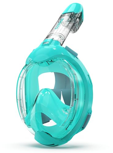 G2RISE Snorkelmask för barn, dykmask, helmask, 6–10 år, vikbar snorkelmask med kameraposition (mintgrön)